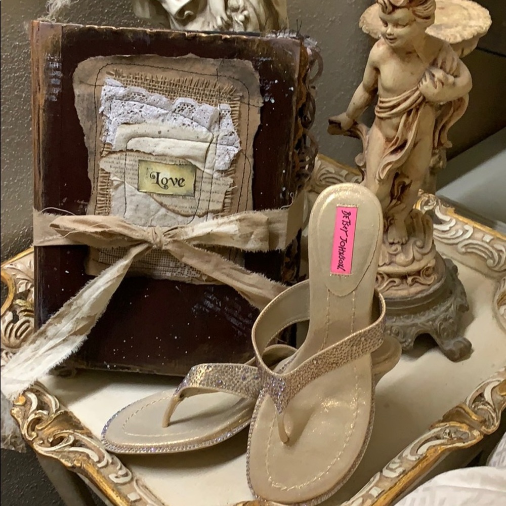 Betsy Johnson crystal encrusted thong sandals